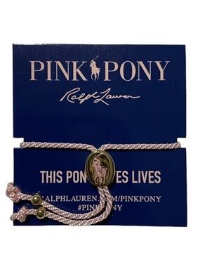 Ralph Lauren Pink Pony Polo Rope Bracelet Cancer Awareness Polo Jockey Love NEW